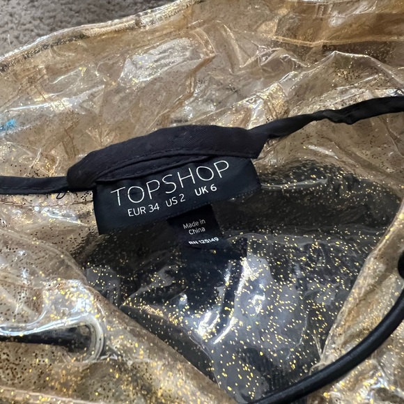 Iconic Gold Glitter Transparent Rain Jacket Coat Topshop - Picture 3 of 7